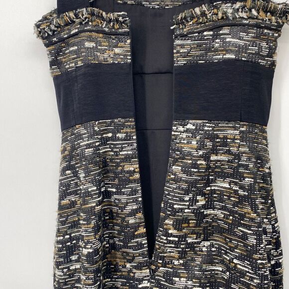 Aysha Tweed Sleeveless Dressy Mini Dress Metallic Weave Black Multi Size 2 - Picture 10 of 16